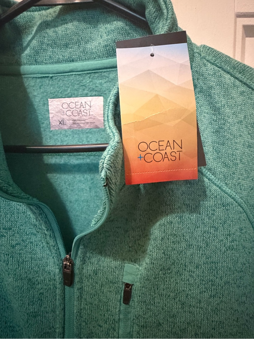 Men's Ocean + Coast Teal Full-Zip Sweater NWT Size XL